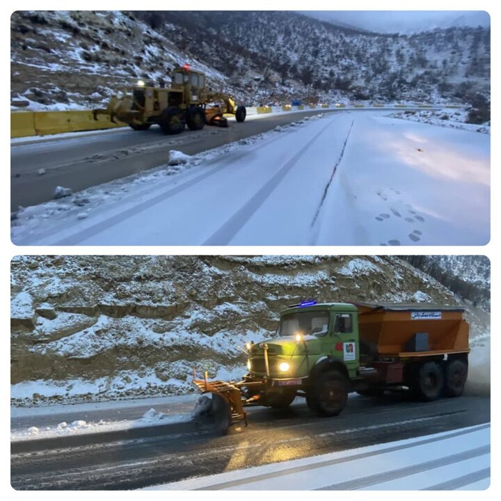 آغاز بارش برف و باران در ایلام؛برف روی در محورهای استان انجام شد
