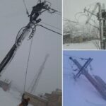 خسارات گسترده برف به شبکه برق سقز و بانه؛ ۳۰۰ اصله تیر برق شکسته شد