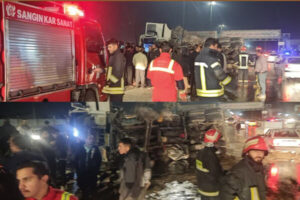 واژگونی کامیون حمل بتن در محور بیستون یک قربانی گرفت