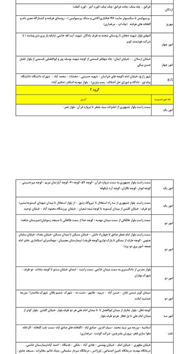 جدول گروه‌بندی و زمان‌بندی خاموشی‌های استان یزد در روز جمعه دوم مرداد