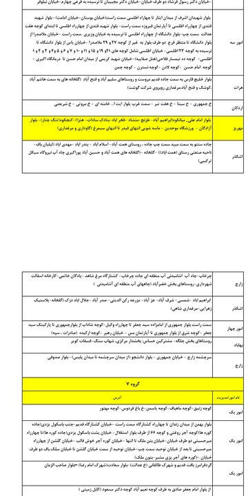 جدول گروه‌بندی و زمان‌بندی خاموشی‌های استان یزد در روز جمعه دوم مرداد